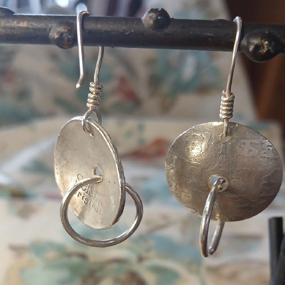 999 Silver Dangle Earrings - Picture 3 of 3